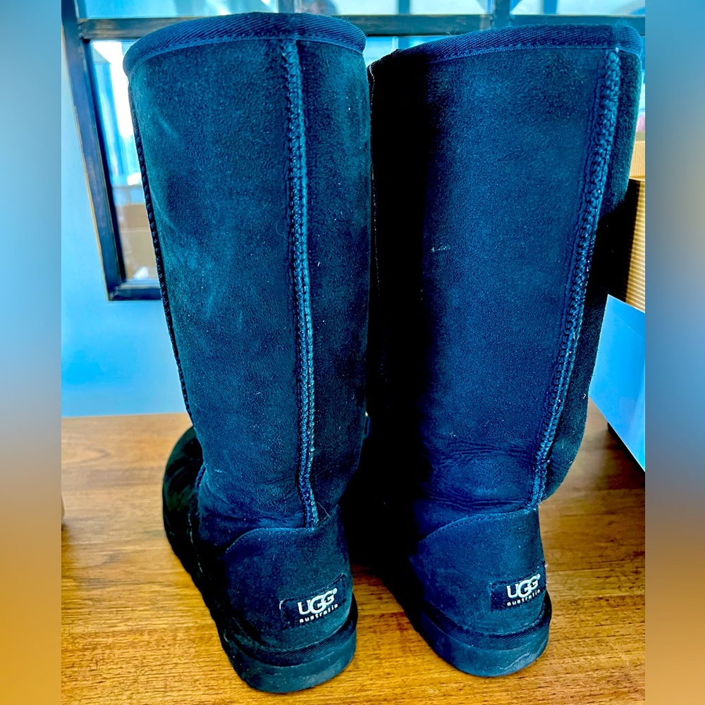 UGG Classic Tall Sheepskin Boots - Black - Size 7